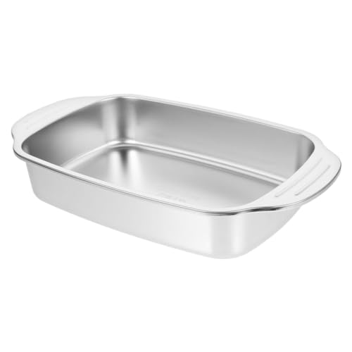 MUSISALY Stainless Steel Roasting Pan Portable Rectangular Tray for Grilling Fish Shrimp Vegetables Elegant Metal Serving Tray for Home Restaurant Hotel Use