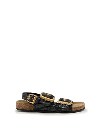 AllSaints Women's Staffa Raffia Sandal Black/Black 9.5