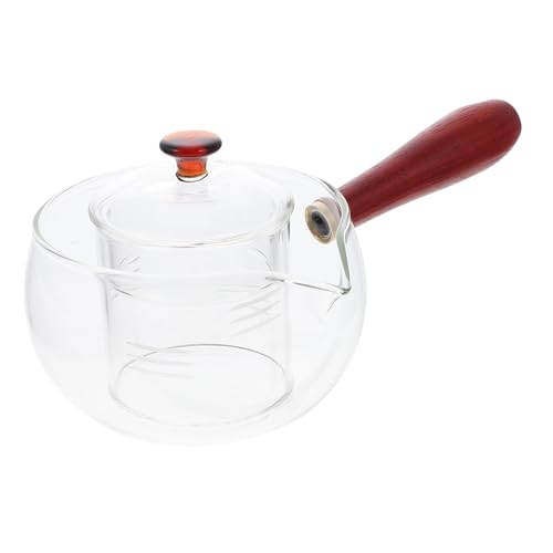 Zerodeko Tetera de Vidrio Resistente Calor con Mango de Madera Hervidor para Bebidas o Frías para Oficina y Hogar