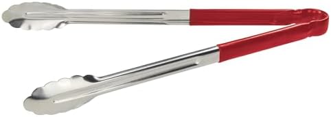 Winco 16" Red Stainless Steel Serving Tongs image 2