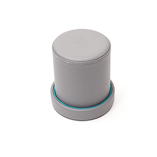 Luck Lab Grey Leather Dice Cup With Lid Including 6 Matching Pearl Dice - Teal Velvet Interior For Quiet Shaking - Use For Liars Dice Farkle Yahtzee Board Games, Grey #TOP5