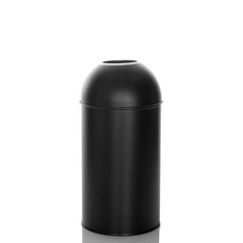 hjh OFFICE Mülleimer 50L CLEAN OR 50 Metall, offener Abfallsammler, Fassungsvermögen 50 Liter, Matt Schwarz, 741011