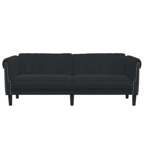 Festnight 3-Sitzer Sofa Couch 3er Couch Samt Schwarz 203 x 77 x 74 cm Modern Wohnzimmer – Bild 6