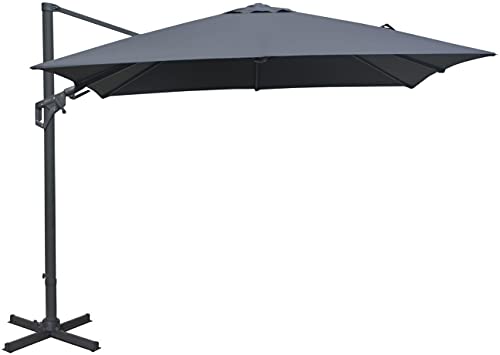 Proloisirs Parasol déporté orientable 360° inclinable Gauche Droite 3 x 3 m Orient Gris