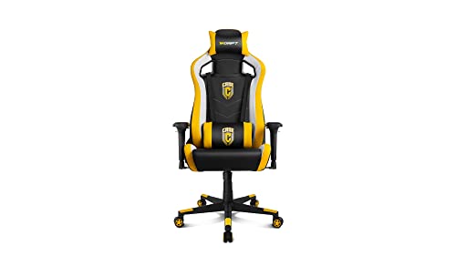 Drift Offizieller Gaming-Stuhl Case Esports - DR500CASE, hochwertiges Kunstleder, professionell, verstellbare Rückenlehne, höhenverstellbar, 4D-Armlehne, innovatives Rollsystem, Gelb/Schwarz Cover