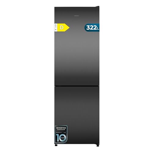 Cecotec Frigorífico Combi 322L Bolero CoolMarket Combi 322i Dark D. 185,5cm de Alto, 59,5cm de Ancho, Tecnología Multi Airflow, HumidityFlex HUB, LED Interior