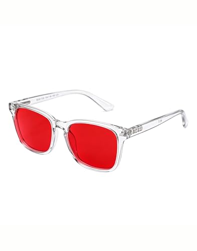 Image of TIJN Sleep Glasses with Blue Green Light Blocking, Red Light Lens for Computer Gaming, Screen Fatigue & UV Protection
