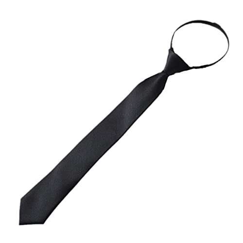 LKEWGHS Men Women Black Necktie With Adjustable Pre-Tied Solid Color Narrow Tie For Formal Wedding School