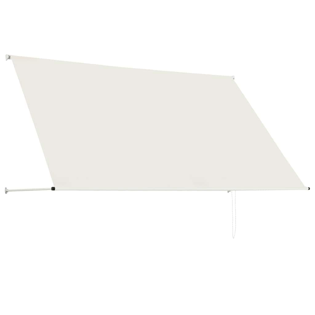 Einziehbare Markise 250x150 cm Creme Balkonmarkise mit Handkettenzug und Stützstange Manueller Sonnenschutz Fensterbeschattung für Terrasse Balkon Garten