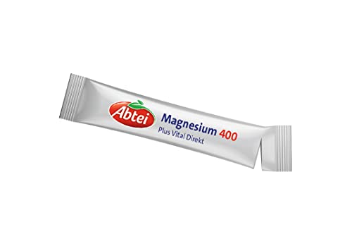Abtei Magnesium 400 Plus Vital Direkt - für Muskeln, Nerven und Herz - mit allen B-Vitaminen - Hochdosiert - Vegan - Mit Grapefruit-Geschmack - 20 Sachets