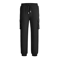 JOCMIC Boys Waterproof Trousers Kids Hiking Cargo Joggers Pants Quick Dry Lightweight Black, 11-12 Years, Tag 150