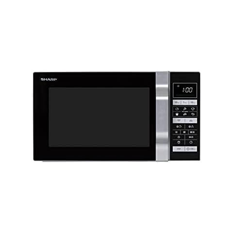Sharp R-860S 3-in-1 Mikrowelle, Grill und Heißluft / 25 L / 900 W / 49 cm/ Programmautomatik / Gewicht und zeitgesteuertes Auftauen / edelstahl Cover