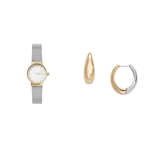 Skagen Montre Femme Freja Lille Acier Argenté Boucles d'oreilles Linje