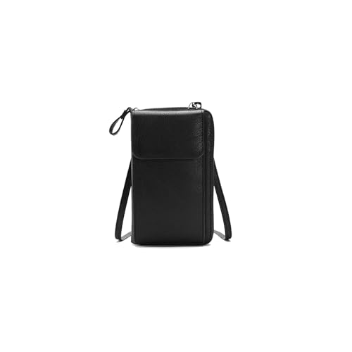 Sac de téléphone noir avec portefeuille et bandoulière réglable pour femmes