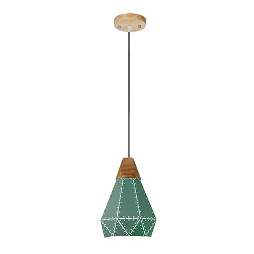 Lustre macaron nordique coloré avec suspensions en bois élégantes pour îlot de cuisine