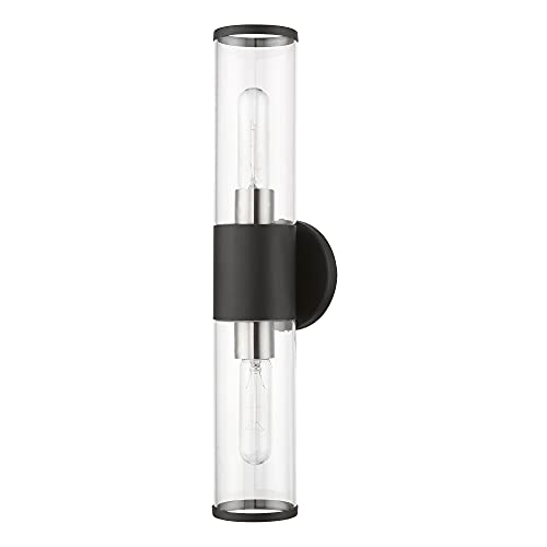 Image of Livex Lighting 17282-04 Banca 2-Light Wall Sconce, Black /Brushed Nickel | Brushed Nickel Accent