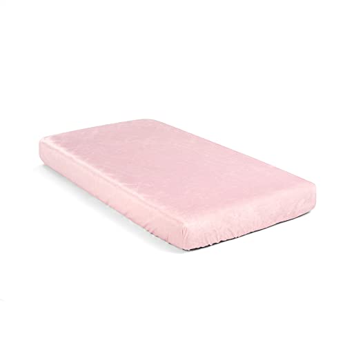Image of Lush Decor Baby Boho Metallic Hearts Solid Textured Linen Soft & Plush Fitted Crib Sheet, 52 inchx 28 inch x 9 inch, Pink