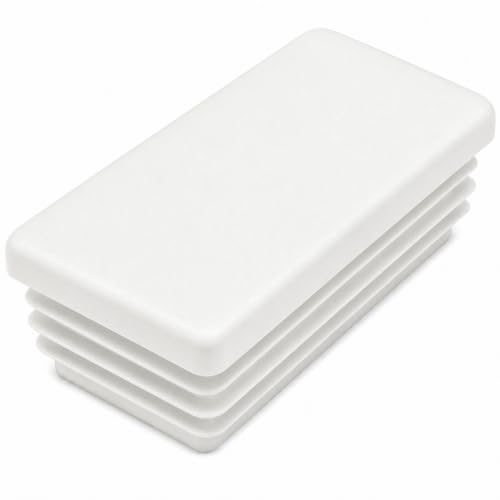 Image of (Pack of 6) Rectangular Plastic Plugs 1-3 /16 inch x 2-3 /4 inch (30 x 70 mm), Matt Tube Inserts, Fence Post Caps, Pure White RAL 9010