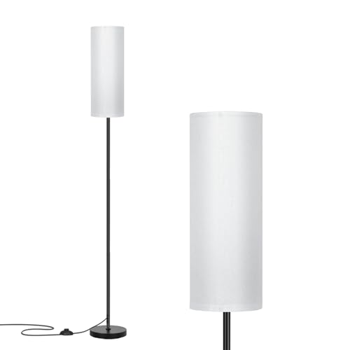 Image of FRIDEKO HOME Floor Lamp with White Shade, Simple Design with Foot Pedal Switch, Small Tall Lamps for Living Room Bedroom Office, Corner Floor Stand Light with Black Pole Lamp (No Bulb /No Remote)