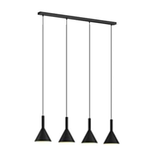 Galaxy Pendelleuchte Schwarz – 4-flammiges Drahtgestell Design, E27, 180 Cm Hängetiefe, Moderner Blickfang Für Wohnzimmer & Esszimmer