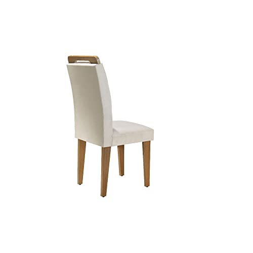 Conjunto Sala de Jantar Mesa 4 Cadeiras Luísa Siena Móveis Veludo Creme/Off White/Imbuia