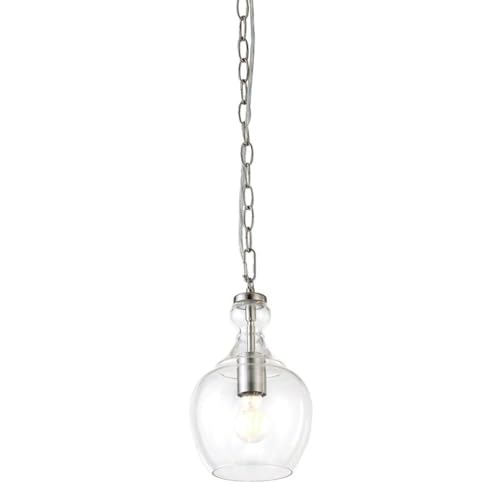 Image of Henn&Hart 7 inch Pendant Light Fixture with 6' Adjustable Cord, Brushed Silver