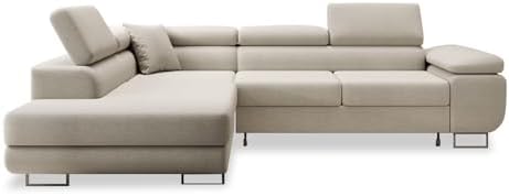 INTENSE DECO Canapé d'angle Gauche Convertible Marius Tissu Beige