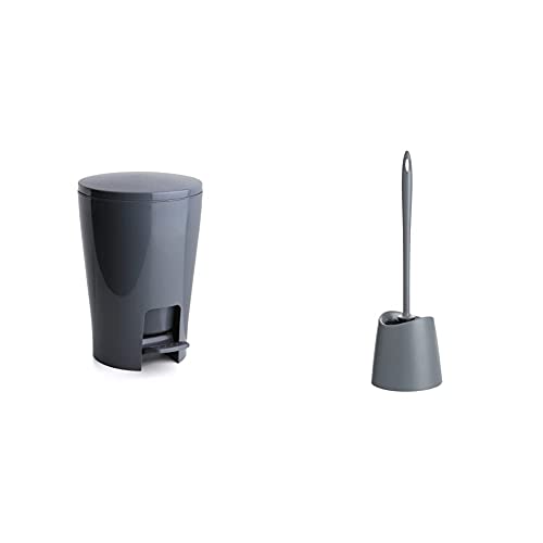 Tatay Papelera Baño Con Pedal Diabolo, 5L De Capacidad, De Polipropileno + Escobilla De Baño Wc Estandar, De Polipropileno, Cepillo Negro