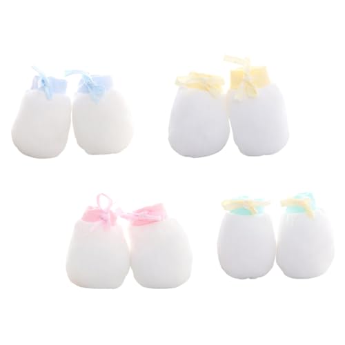 FOMIYES Newborn Winter Mittens 4 Pairs Scratch-resistant Breathable Elastic Cuff Random Color