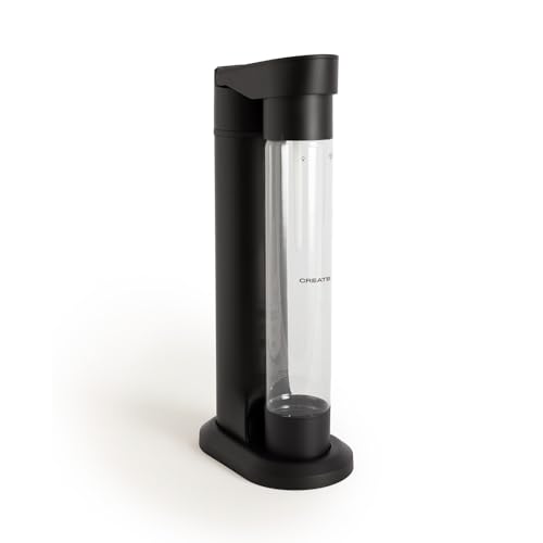 CREATE/SODA MAKER STUDIO/Máquina para hacer agua con gas 1L negro/No incluye cilindros de CO2, carbonata en 4 pasos, botella libre de BPA, sin enchufes