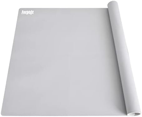 1.5MM Extra Thick Silicone Table Placemats, 27.9" x 20" XL Large Dining Table Mats Heat Resistant, Silicon Place Matt Waterproof for Countertop Protector Kids Kitchen Counter Mat by Foepoge, Grey