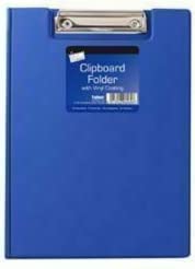 OrbitronA4 Vinyl Clipboard - Fold Over Cover File Holder Folder Wallet Clip Board Strong (Blue)
