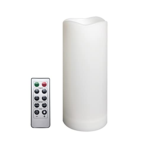 1 Pack Outdoor Flameless Pillar Candle with Remote and Timer Waterproof Battery Operated Electric LED Candle Set for Gift Home D&eacute;cor Party Wedding Supplies Garden Christmas Decoration, 3&rdquo; x 7&rdquo;