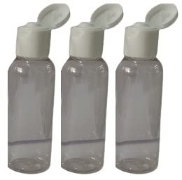 50 ML clear round white flip top cap Plastic Bottles Size Cosmetic Travelling Containers Small Leak Proof Squeeze Bottles| Pack of 3-picture-14