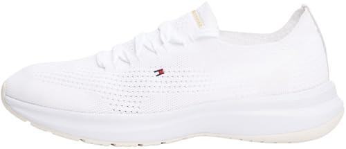 Image of Tommy Hilfiger Women’s Knit Low Top Runner Trainers, White (White), 4