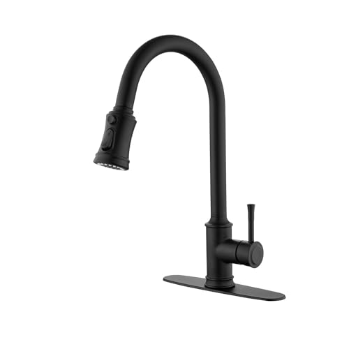 Robinet de cuisine noir mat avec douchette extractible en acier inoxydable pour évier moderne