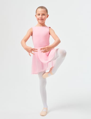 Foto von tanzmuster ® Wickelrock Mädchen Ballett - Emily - aus luftigem Chiffon antistatisch Ballettrock mit Gummizug für Kinder in rosa, Größe:140-146