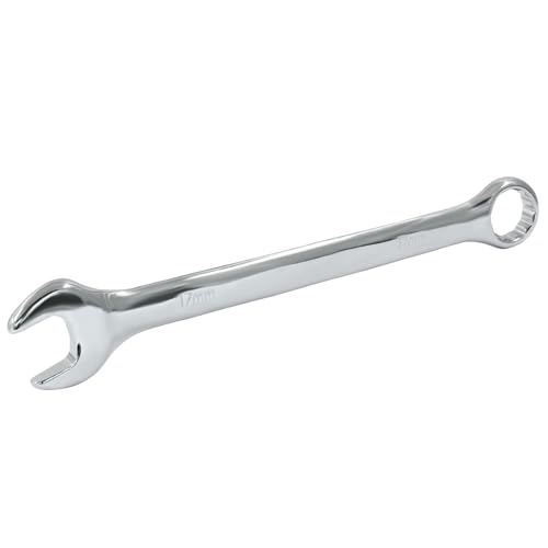 Image of Hordion 17mm Metric Combination Wrench Spanner with 12-Point Box End and Open End Mirror-Chrome Plated High Carbon Steel