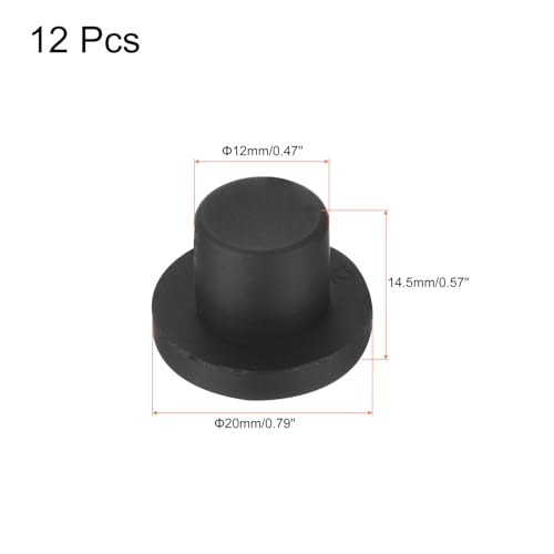 Image of uxcell High Temp Silicone Plug Mount Dia 12mm /0.47 inch t Shaped Rubber Stopper Hole Plugs for Powder Coating Plating Waterproof Plugs Sealing Plugs Black Pack of 12(OD 20mm)