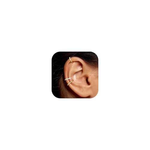 BVLAGIDA 3 Piezas Ear Cuff para Mujer Pendientes sin Agujero Ajustables Pendientes Clip Fake Helix Cartílago Pendientes con Joyero