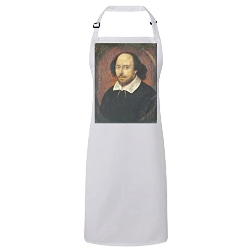 Tablier de cuisine blanc portrait William Shakespeare en peinture pour chef et passionné de littérature