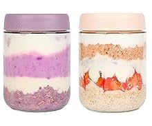 CASADELIGHT 500ml Glass Jars with Airtight Lids (2 Pack) – Wide Mouth Mason Jars for Overnight Oats, Salad, Yogurt, Snacks, Spice & Sugar | Borosilicate Food Storage Containers | Multi-Colour Lids