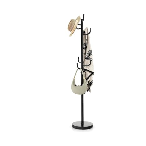 ZXFIYTBH Percheros Perchero de pie de metal resistente con 8 ganchos y base for entrada, dormitorio, pasillo y oficina. Perchero