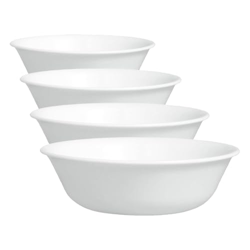 Image of Corelle Vitrelle 4-Pieces 18-Oz Soup /Cereal Bowls Chip & Crack Resistant Glass Dinnerware Set Bowls,Winter Frost White,(Pack of 4)
