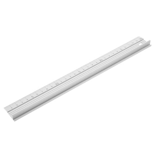 PATIKIL 30cm/12" アルミ製カッティングルール定規 L型カッティングルール 滑り止めラバーバック付き計測ツールアクセサリー 安全なカット長さ測定用 ホワイト