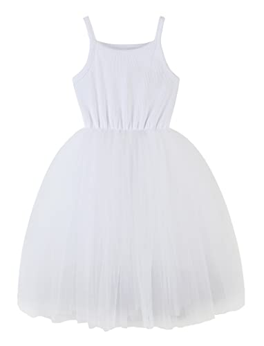 Image of GSVIBK Baby Girls Tutu Dress Sleeveless Toddler Cotton Tulle Skirt Princess Party Prom Dresses