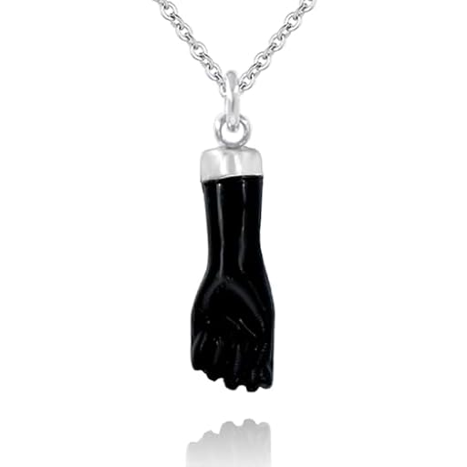 Colgante mano negra con cadena de plata 925 - Amuletos de la suerte y proteccion con colgantito en color azabache - El collar higa puño o figa se envía en una caja de regalo | Ya disponible en tu tienda friki favorita! En mundofriki.es!