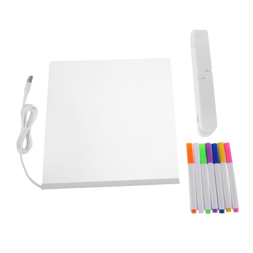 Gatuida 1 Juego De Pizarra LED De Borrado En Seco, Bloc De Notas Iluminado, Tablero Acrílico Para Escribir Y Dibujar Con 7 Rotuladores Para El Hogar, La Oficina, La Escuela, Adultos Y