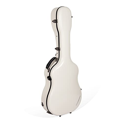 Crossrock Dreadnought Acoustic Guitar Case – Fits 40"/41" Guitars | Fiberglass Shell, Plush Interior, TSA Lock -Milky White(CRF2021DMW)