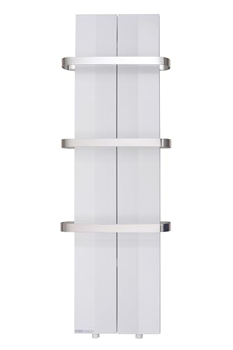 Finesa Design Badheizkörper Paneel flach 1500x404 – Handtuchheizkörper Handtuchtrockner – Mittelanschluss – Heizleistung 700 W wasserführend – Weiß
